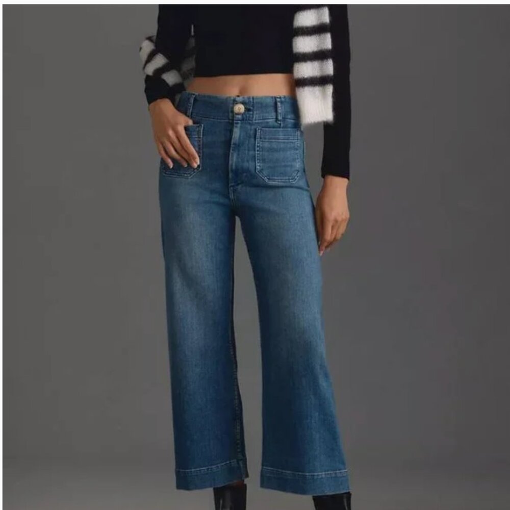 Anthropologie Maeve The Collette Denim Wide Leg Jeans Size 27 blue